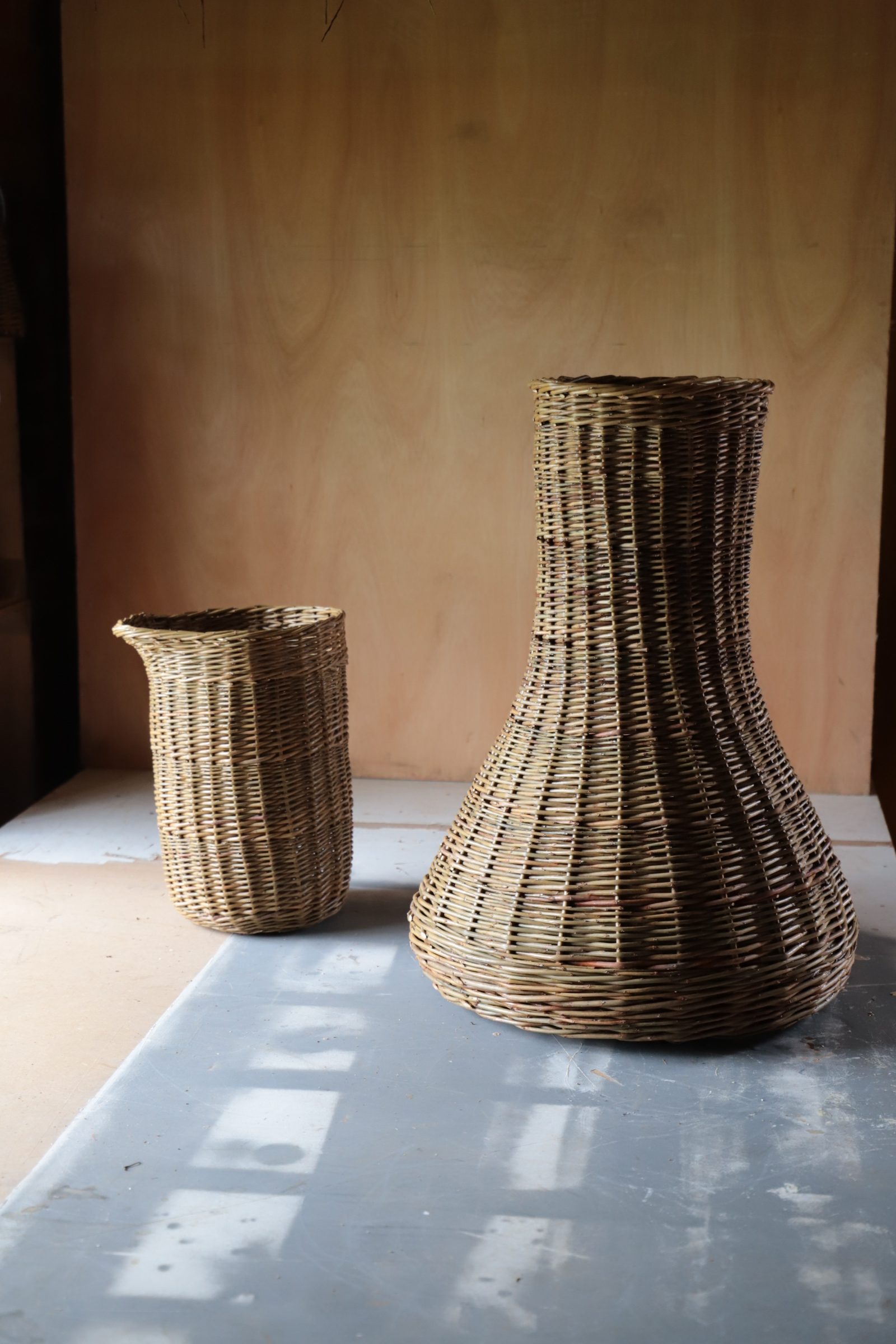 Woven oversized flask and beaker from willow by Vanessa Jayne Design - Chelsea Flower Show Exhibitor 2026